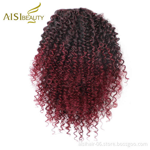 Aisi Beauty New Design Wholesale Ombre Red Afro Fluffy Puff Hairpiece Extension Messy Donut Curly Afro Kinky Afro Hair Bun